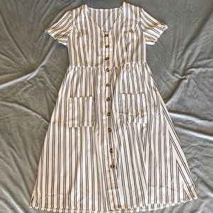 Striped Button-Down Midi Dress